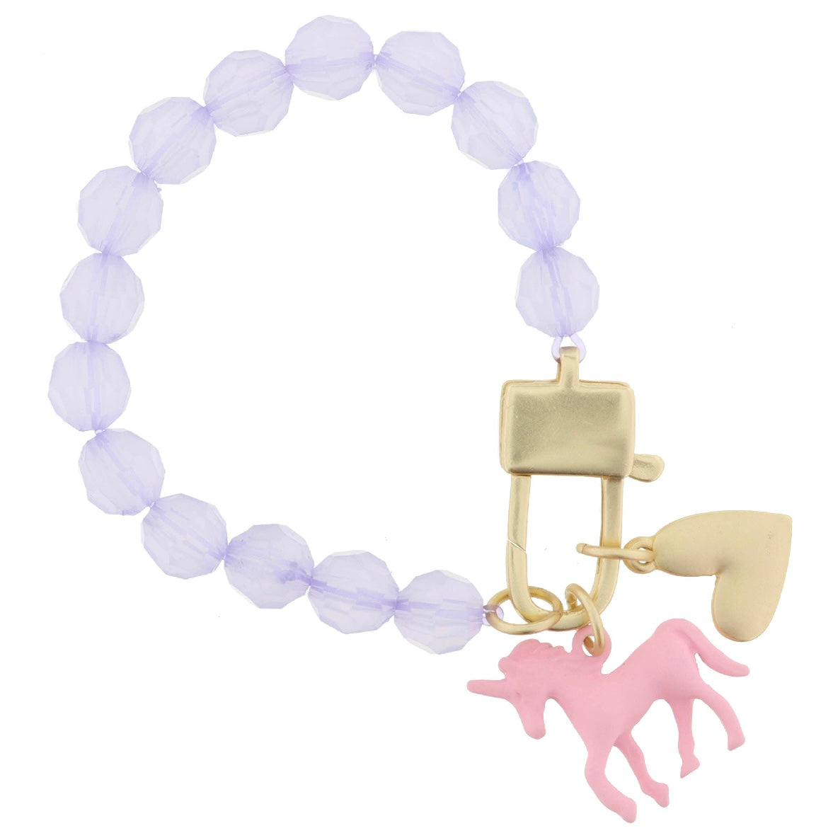 Kids Lavender Bead, Lobster Claw, Unicorn, Heart Bracelet