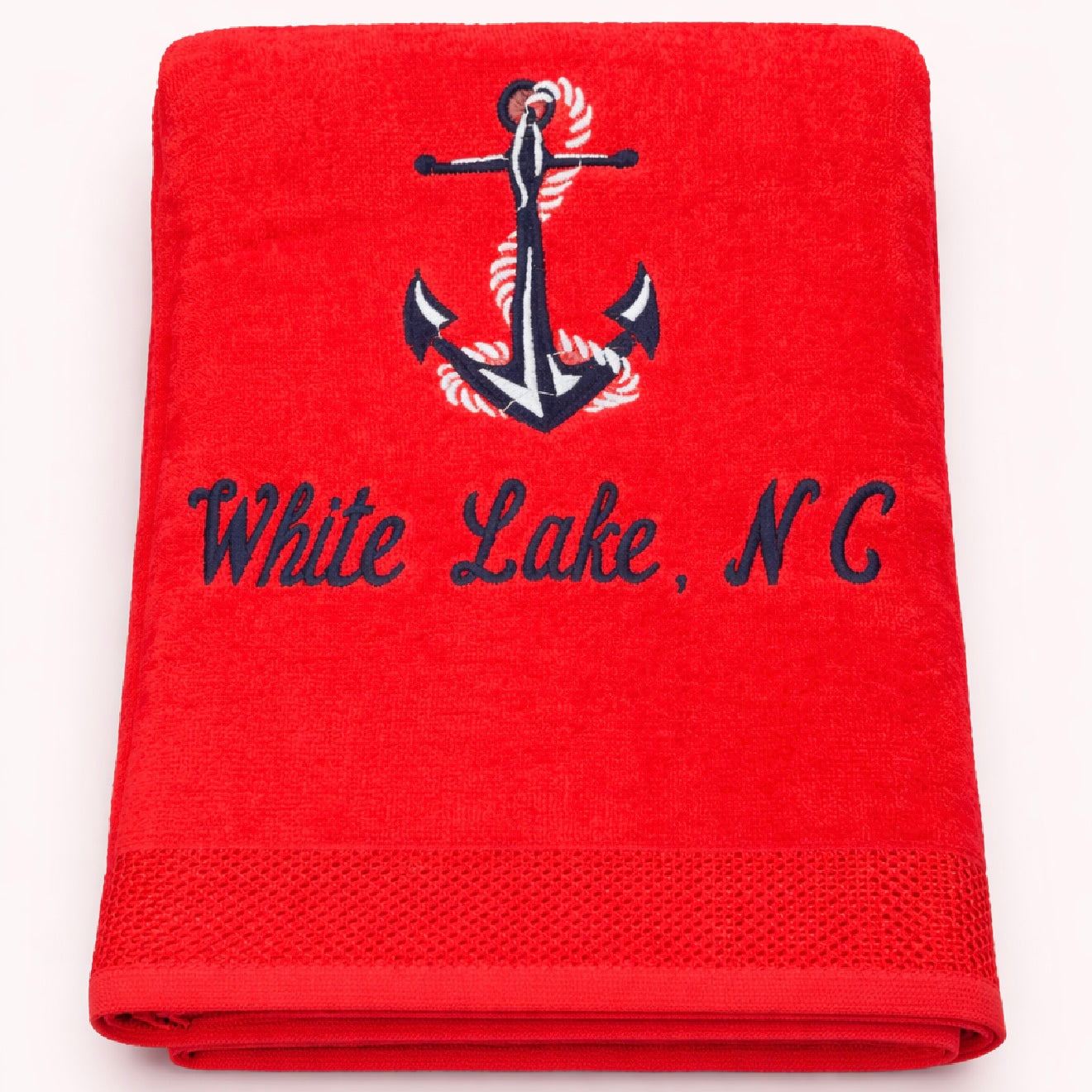 White Lake Towel- Embroidered Anchor