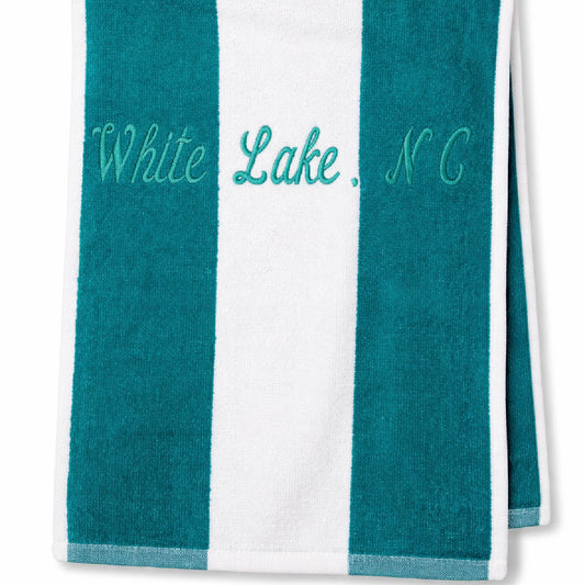 White Lake Towel- Cabana Stripe Teal
