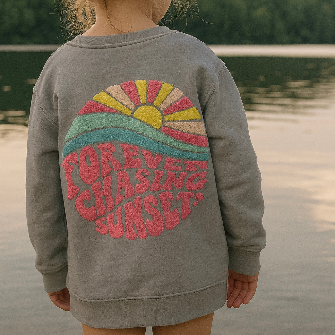 White Lake Crewneck Toddler- Chasing Sunsets Gray
