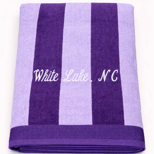 White Lake Towel- Lavender Stripe