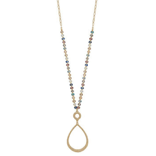 GS Teardrop Pendant & Glass Necklace