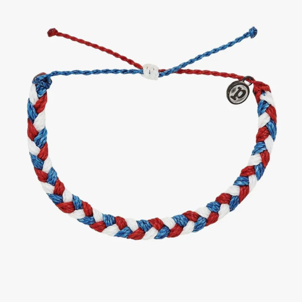 Pura Vida Multi Braided Bracelet - Red White & Blue
