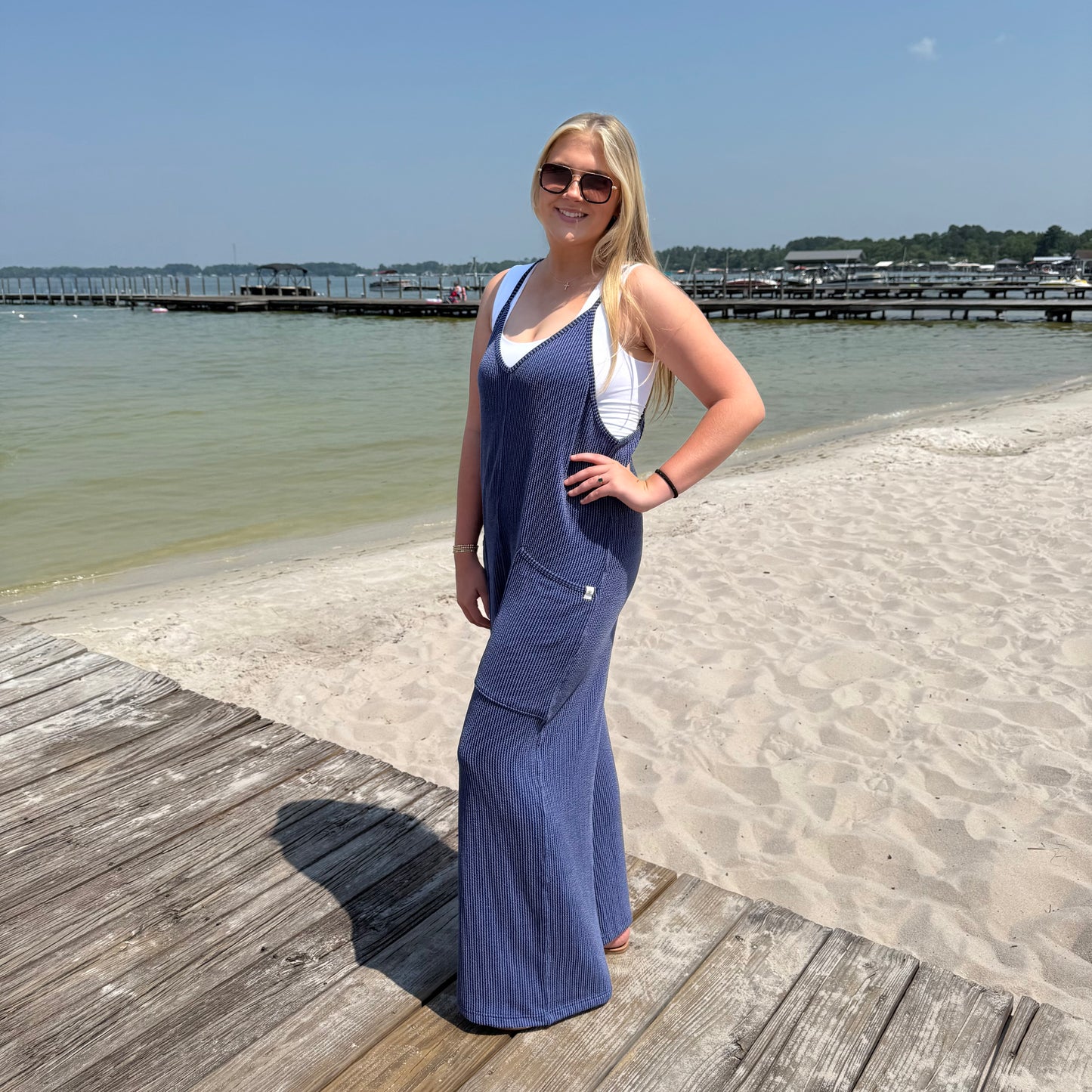 Simply Southern Knit Jumpsuit - Navy