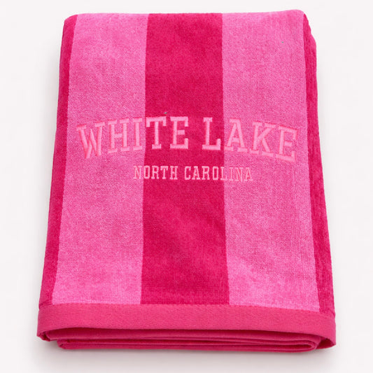 White Lake Towel- Pink stripe