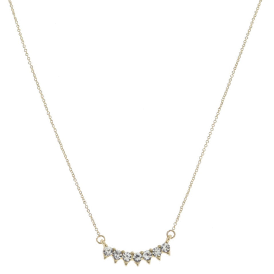 JM Gold Spiked Crystals Curve Necklace