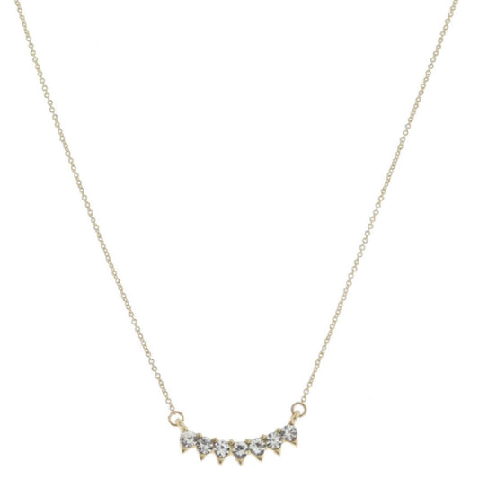 JM Gold Spiked Crystals Curve Necklace