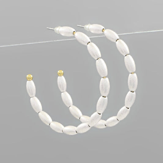 GS C Shape Rice Bead Hoop Earrings