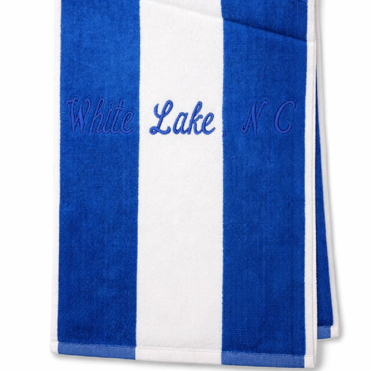 White Lake Towel- Cabana Stripe Blue