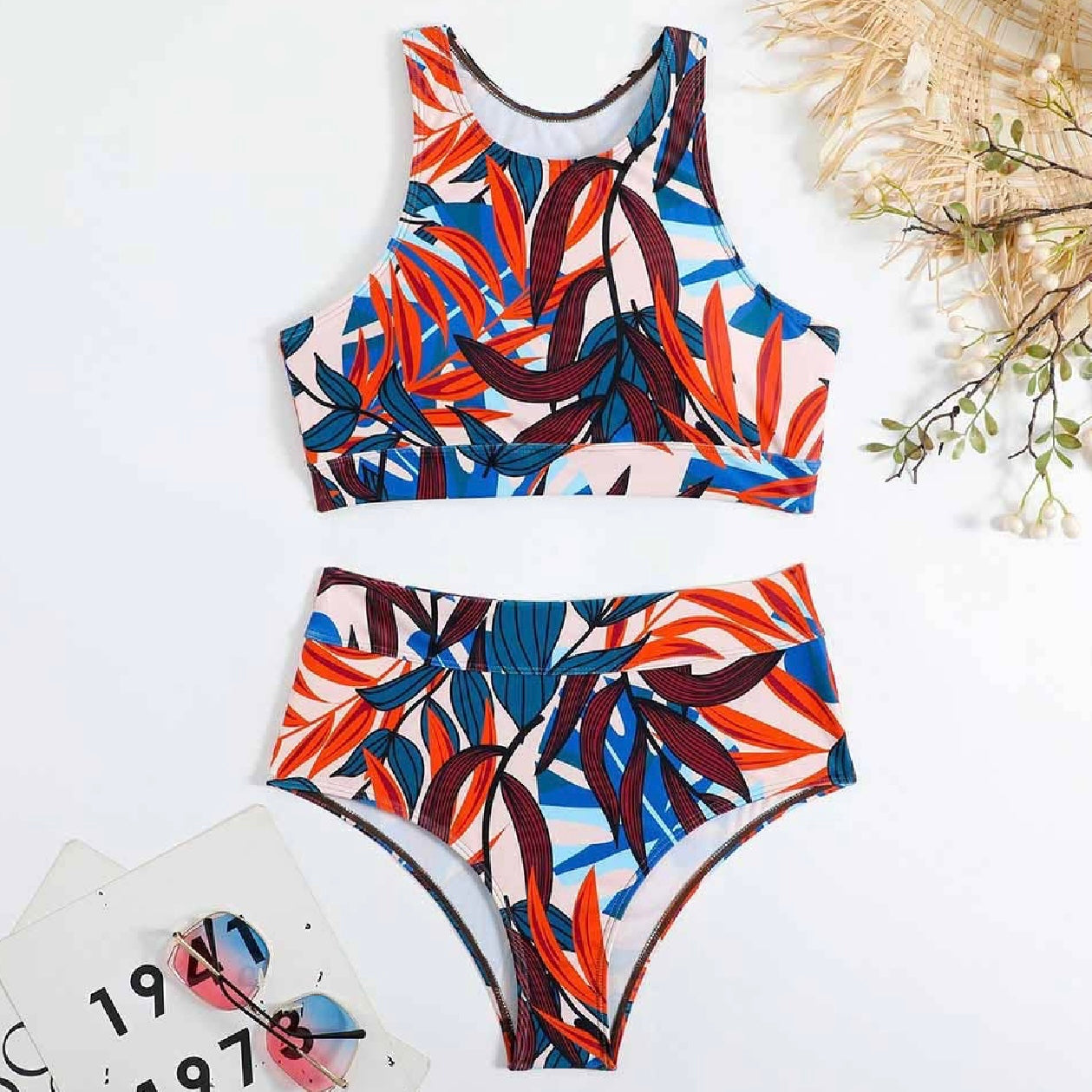 Tropical High Waist Swimsuit