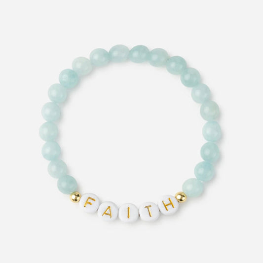 Faith Blue Letter Bracelet