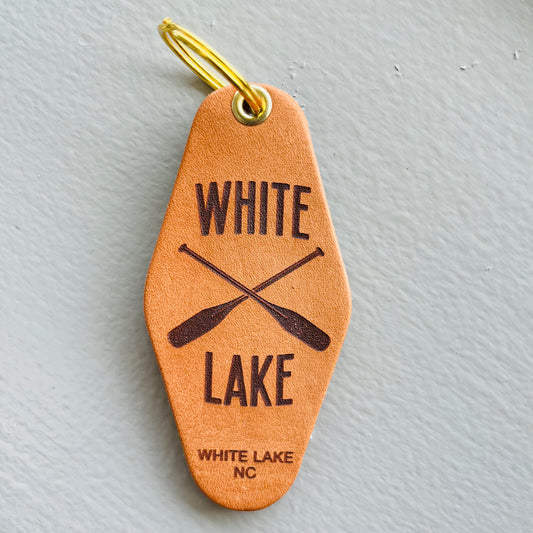 White Lake Leather Keychain