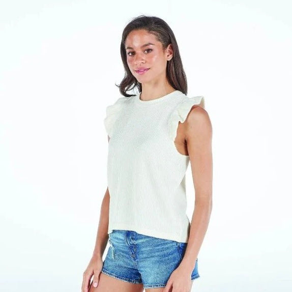 Ivory Ruffle Knit Tee