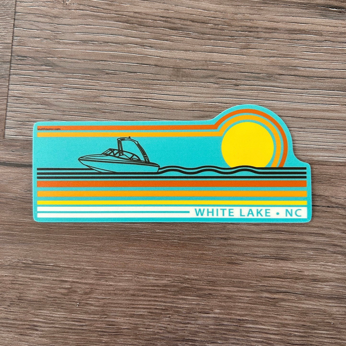 White Lake Sticker - Allaying Ski Boat