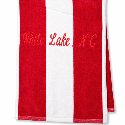 White Lake Towel- Cabana Stripe Red