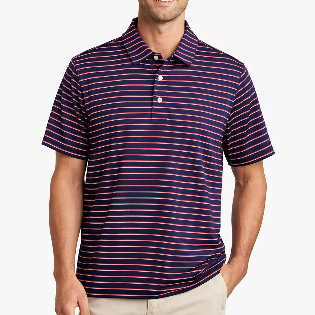 Simply Southern Men’s Polo - Navy/Red Stripe