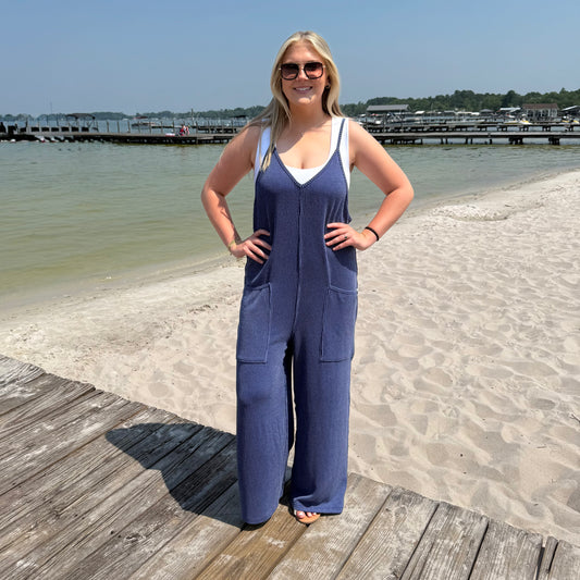 Simply Southern Knit Jumpsuit - Navy