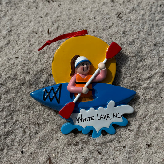 White Lake Ornament - Kayaking Girl