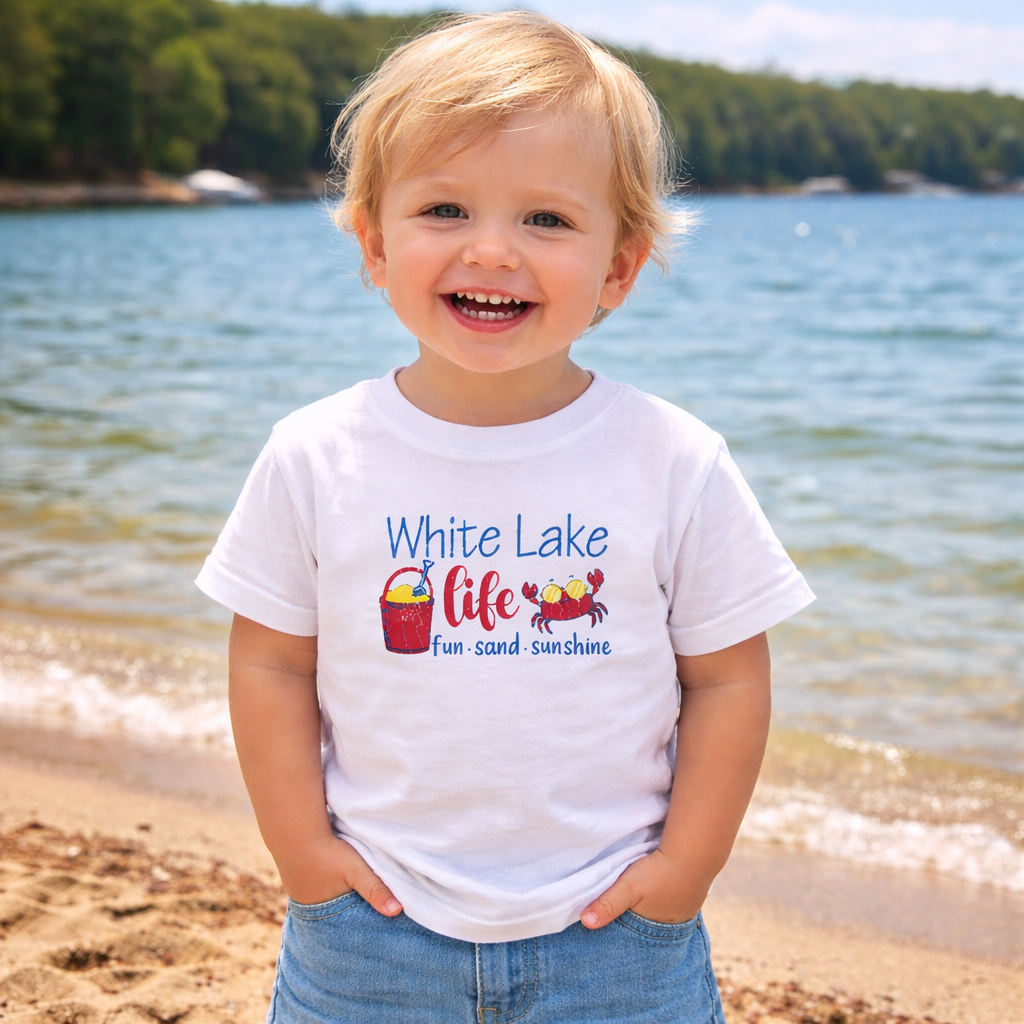 White Lake Tee Toddler - Beach Squad White