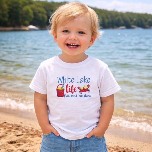White Lake Tee Toddler - Beach Squad White