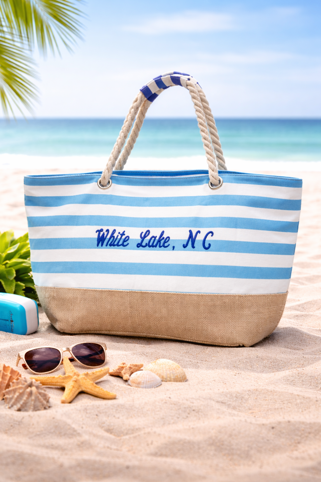 White Lake Monogrammed Tote