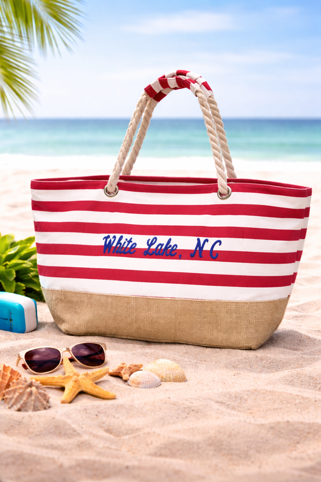 White Lake Monogrammed Tote
