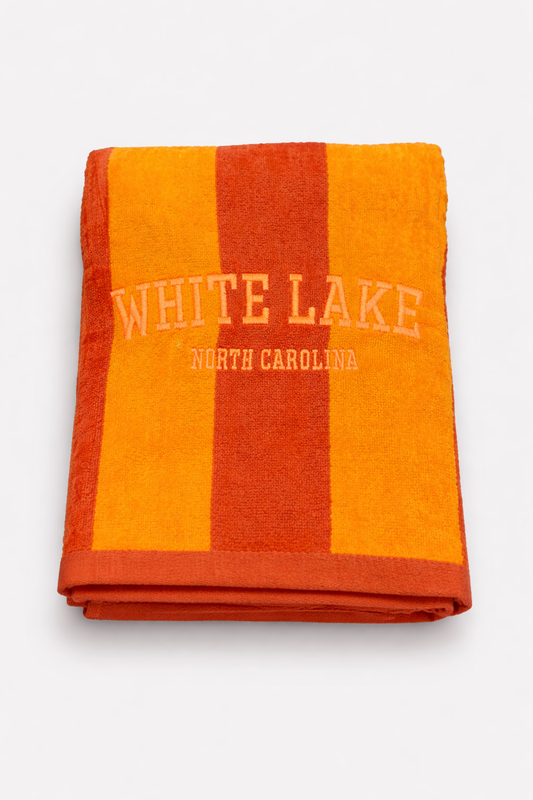 White Lake Towel- Orange Stripe