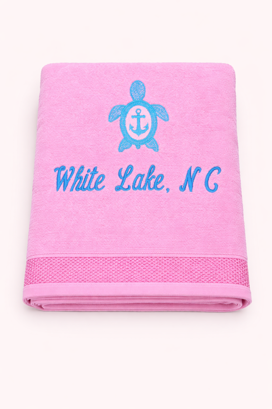 White Lake Towel- Embroidered Turtle
