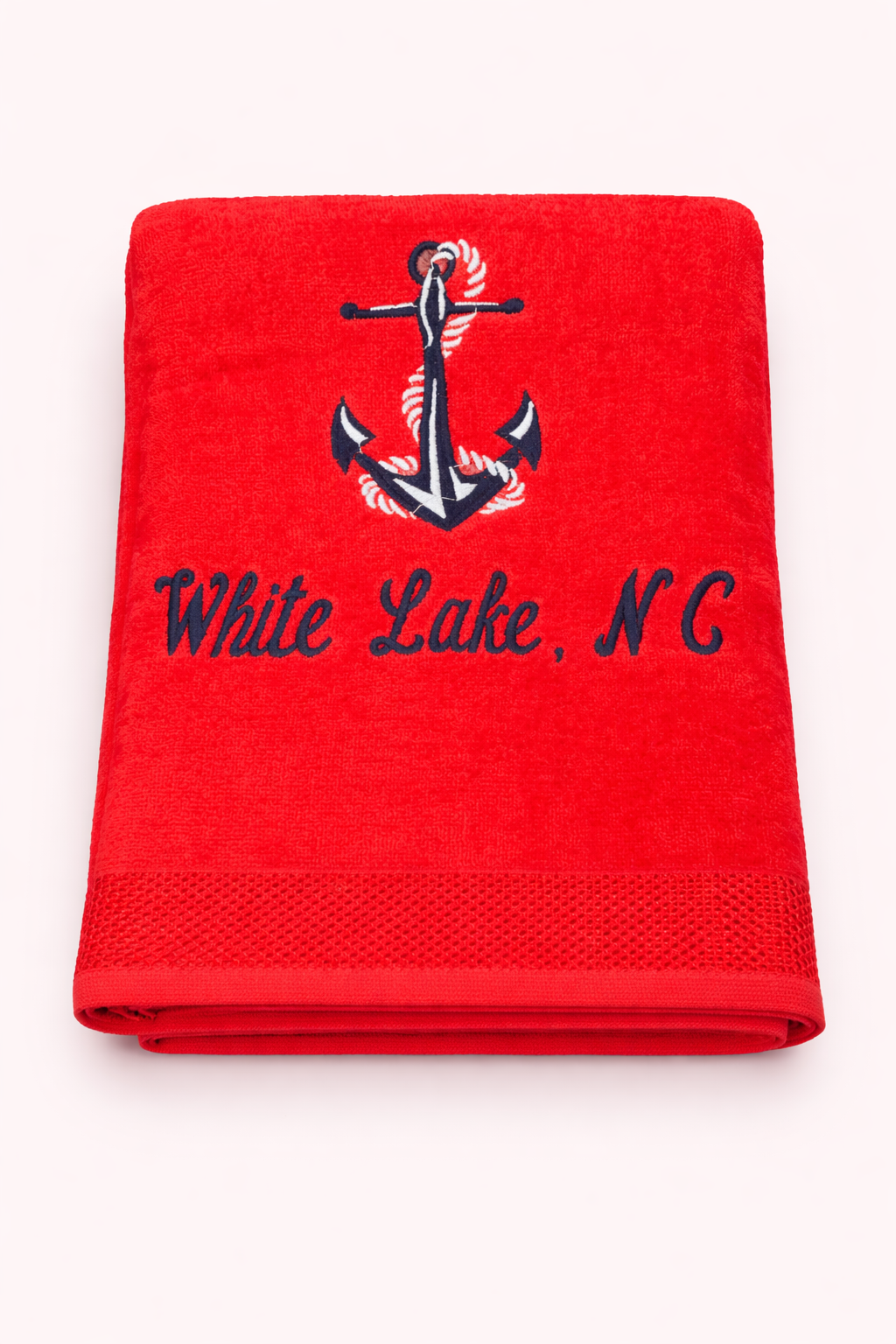 White Lake Towel- Embroidered Anchor