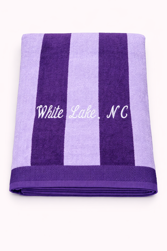 White Lake Towel- Lavender Stripe