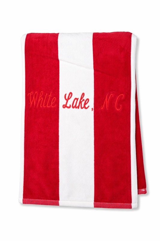 White Lake Towel- Cabana Stripe Red