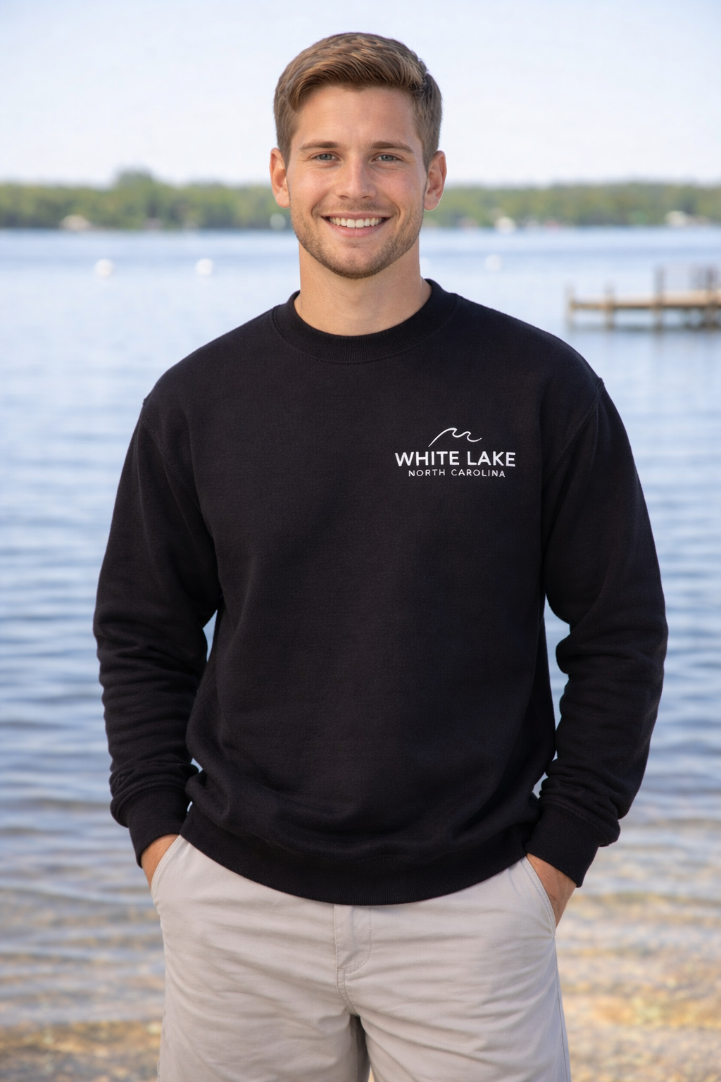 White Lake Rainbow Wave Crewneck