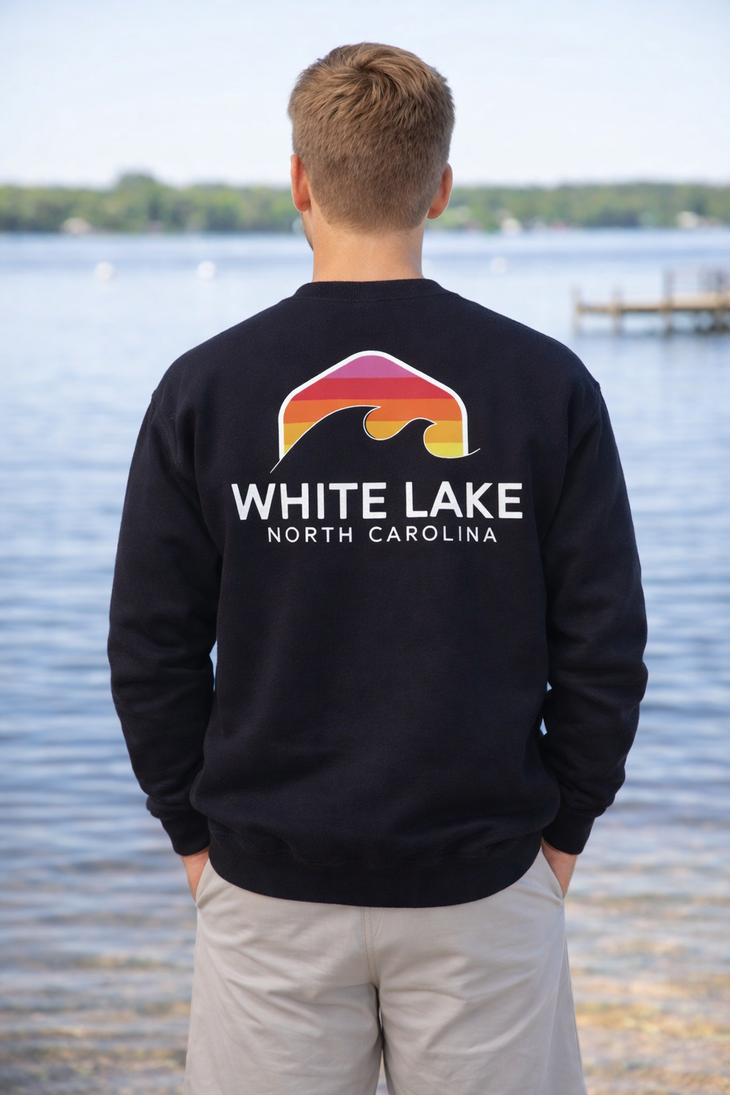 White Lake Rainbow Wave Crewneck