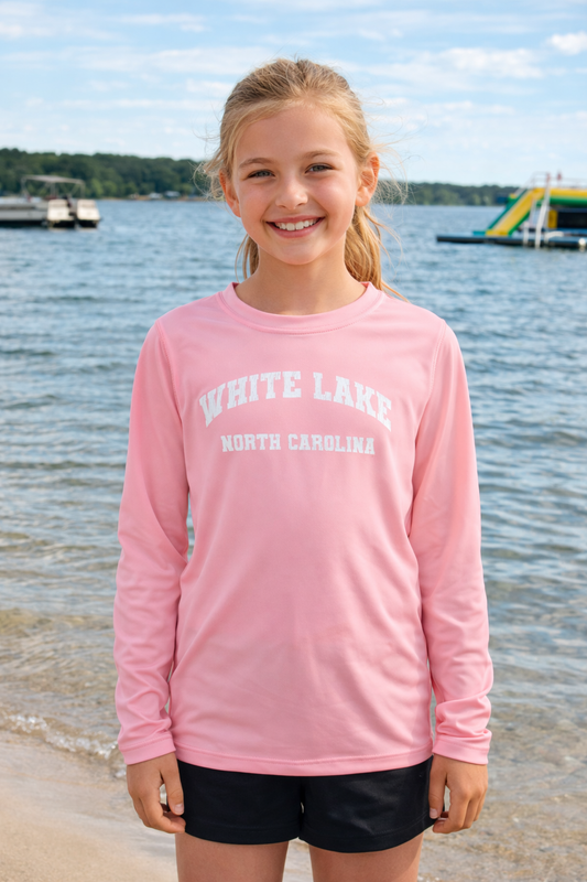 White Lake Long Sleeve Performance YOUTH Tee - Pink