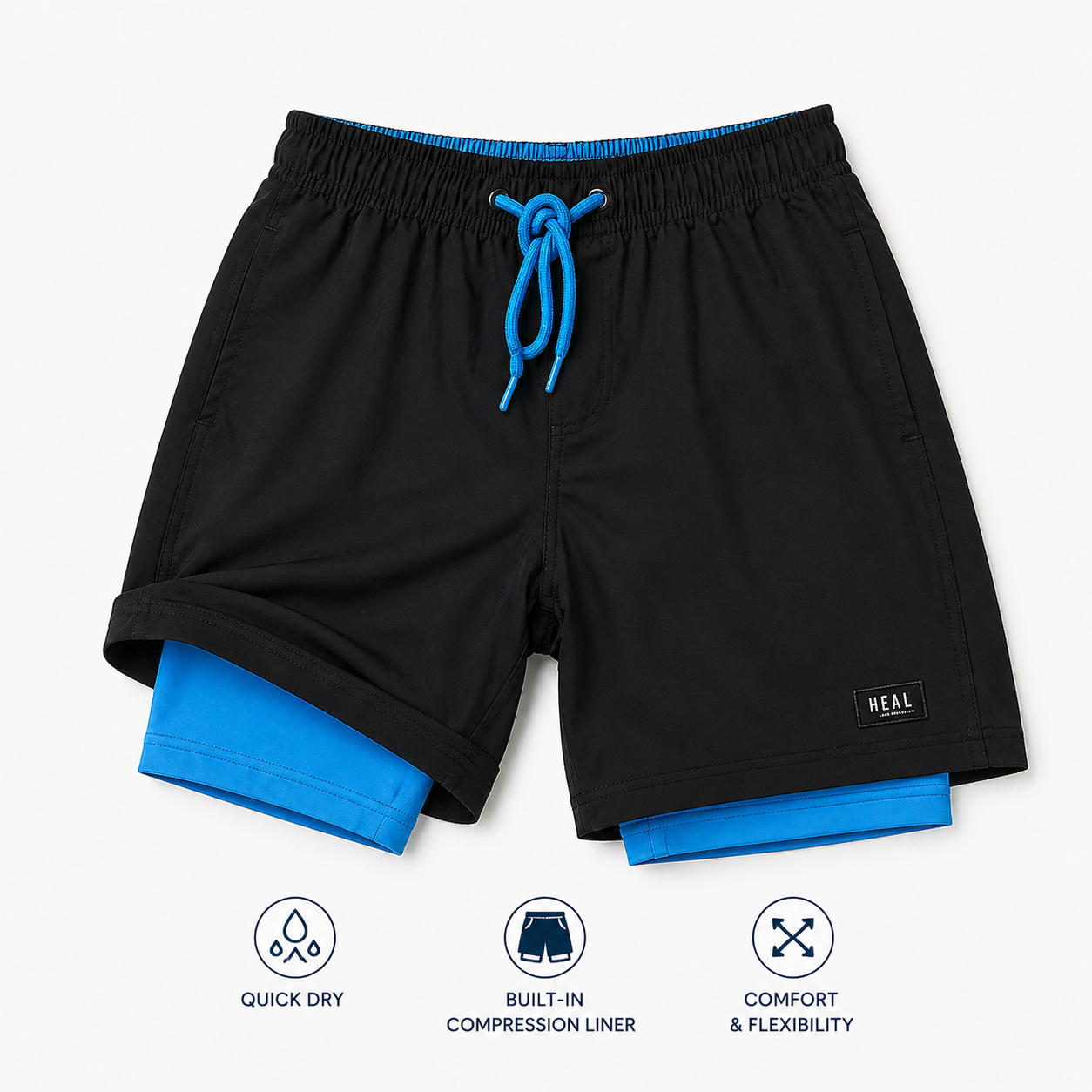 Boys Compression Board Shorts - Black