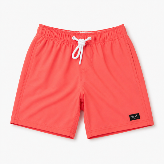 Boys Compression Board Shorts - Coral
