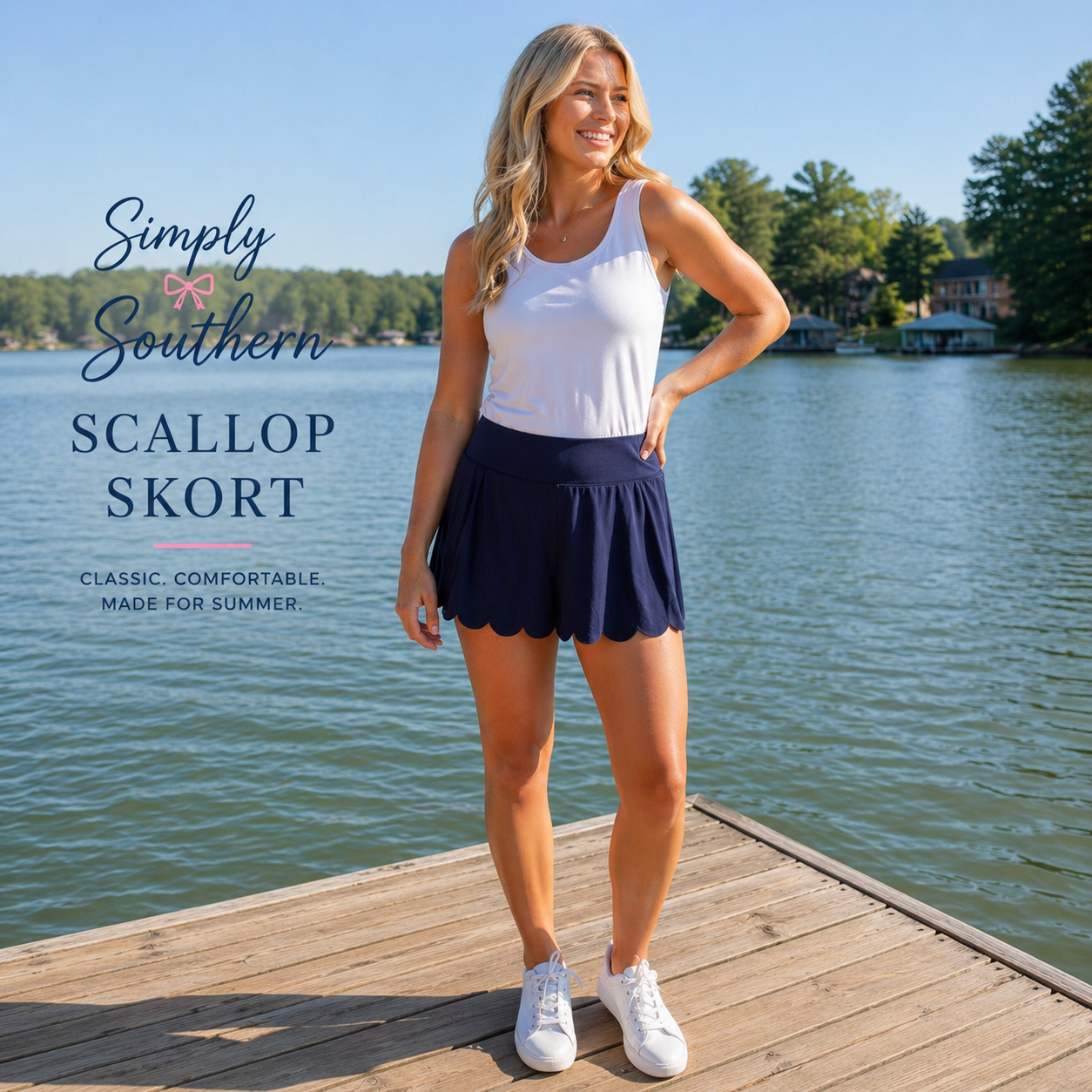 Simply Southern Scallop Skort - Navy