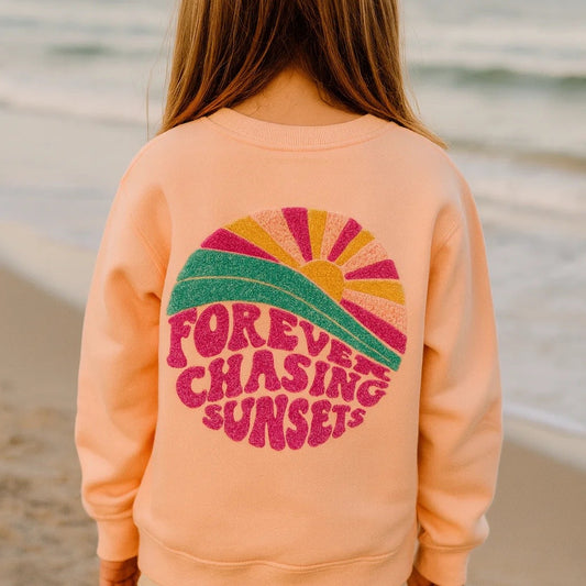 White Lake Crewneck Youth Chasing Sunsets Peach