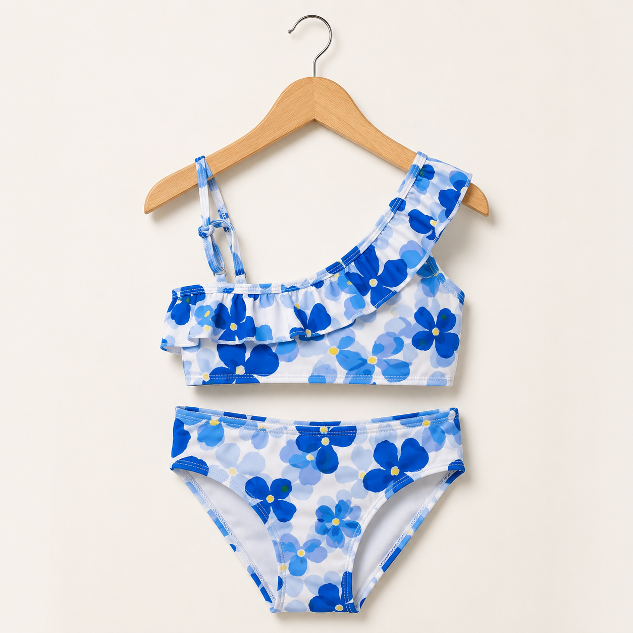 Girls Two-Piece Swimsuit - Blue Flower
