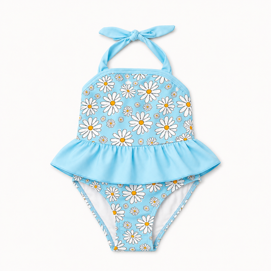 Girls Two-piece Toddler Swimsuit - Blue Daisy