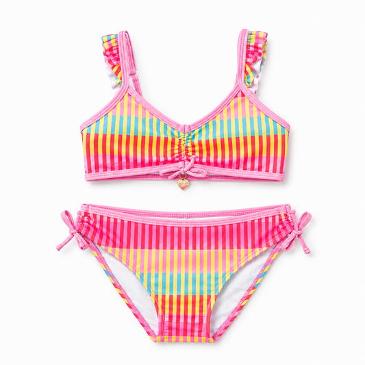 Girls Two-piece Swimsuit - Colorful Stripes