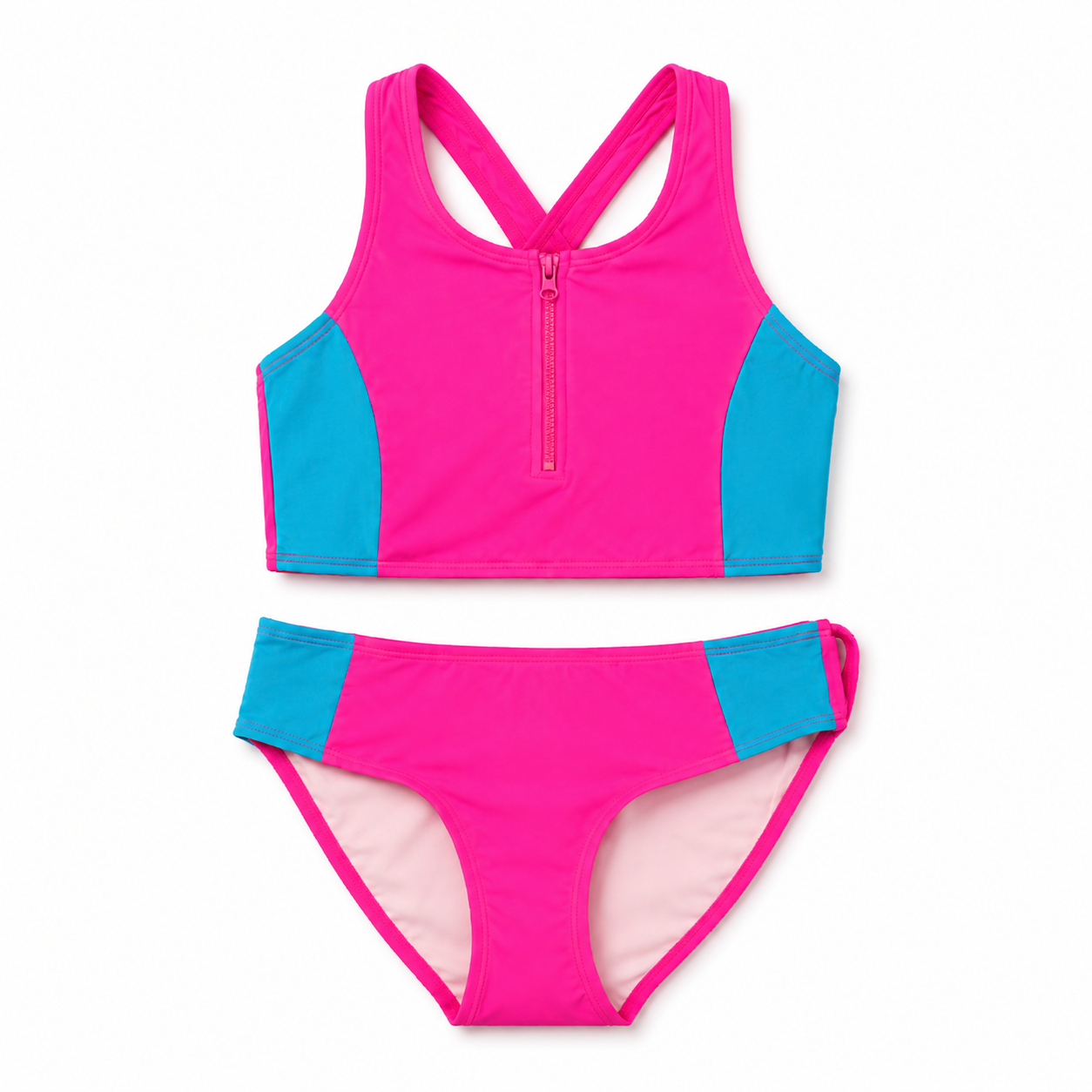 Girls Two-piece Swimsuit - Neon Color Block