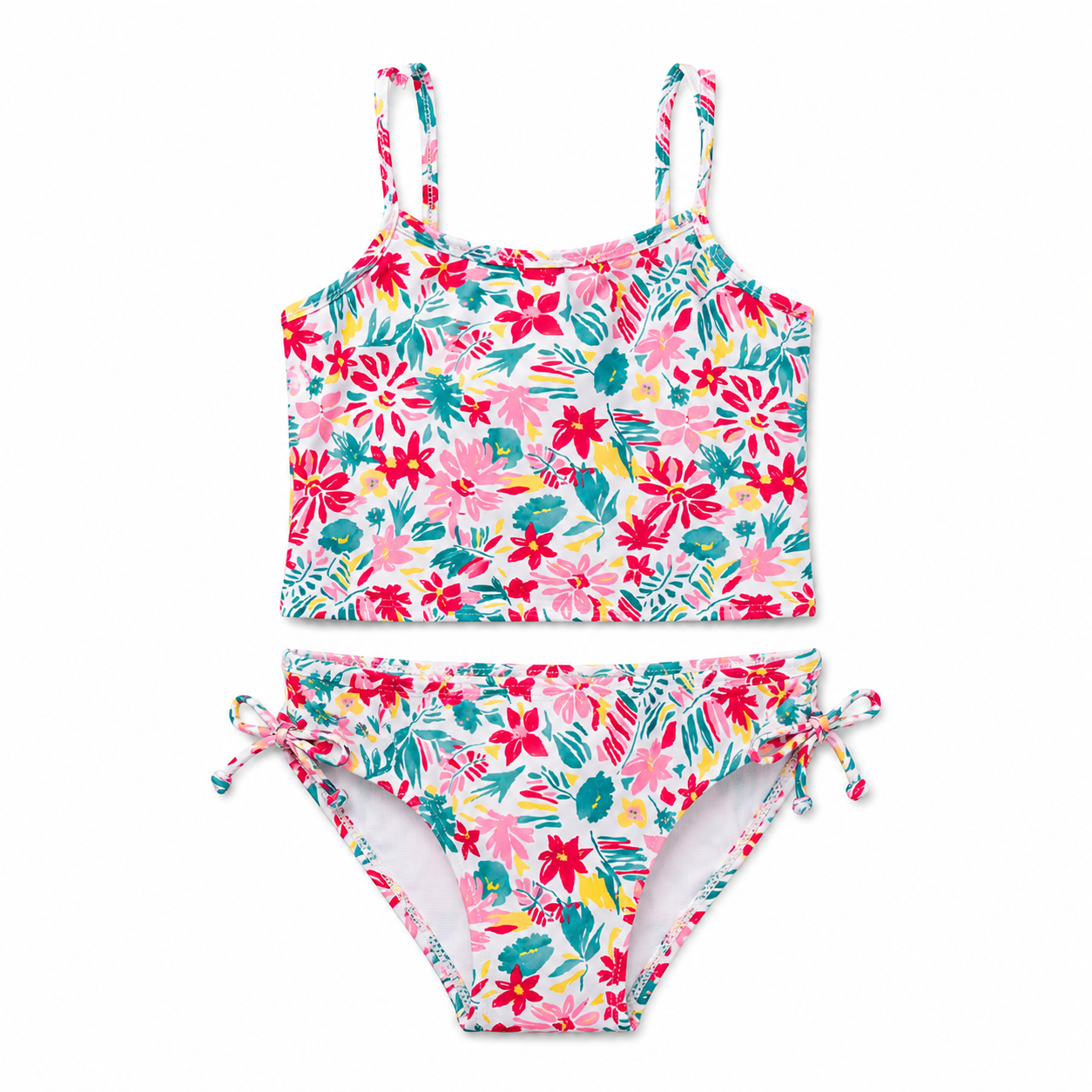 Girls Swimsuit - Painted Flowers Tankini