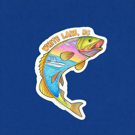White Lake Sticker - Large Mouth Bass Boating