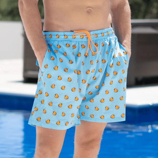 Old South Lined Swim Trunks - Rubber Duckie