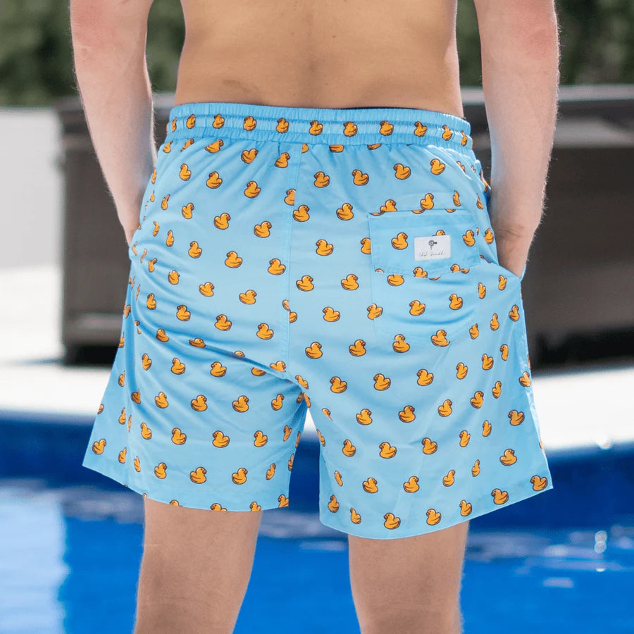 Old South Lined Swim Trunks - Rubber Duckie