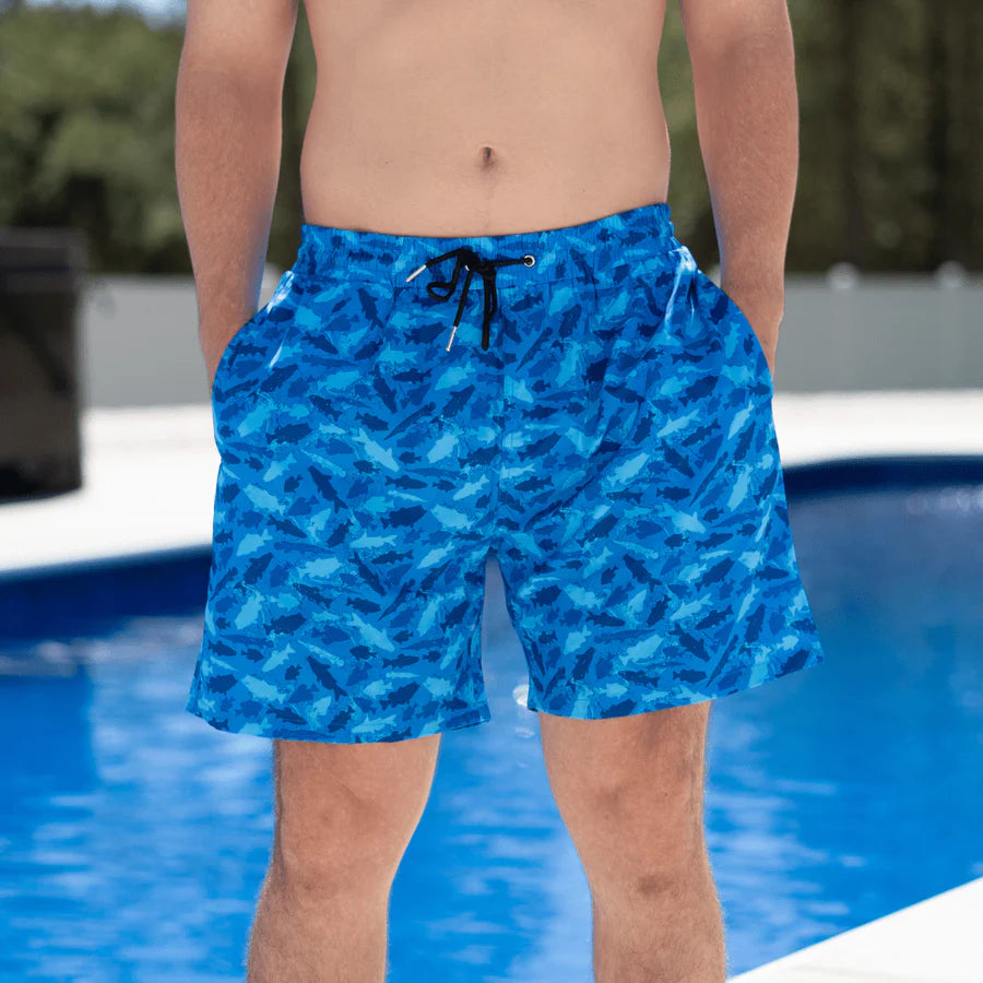 Old South Lined Swim Trunks - Freshwater Fish Camo