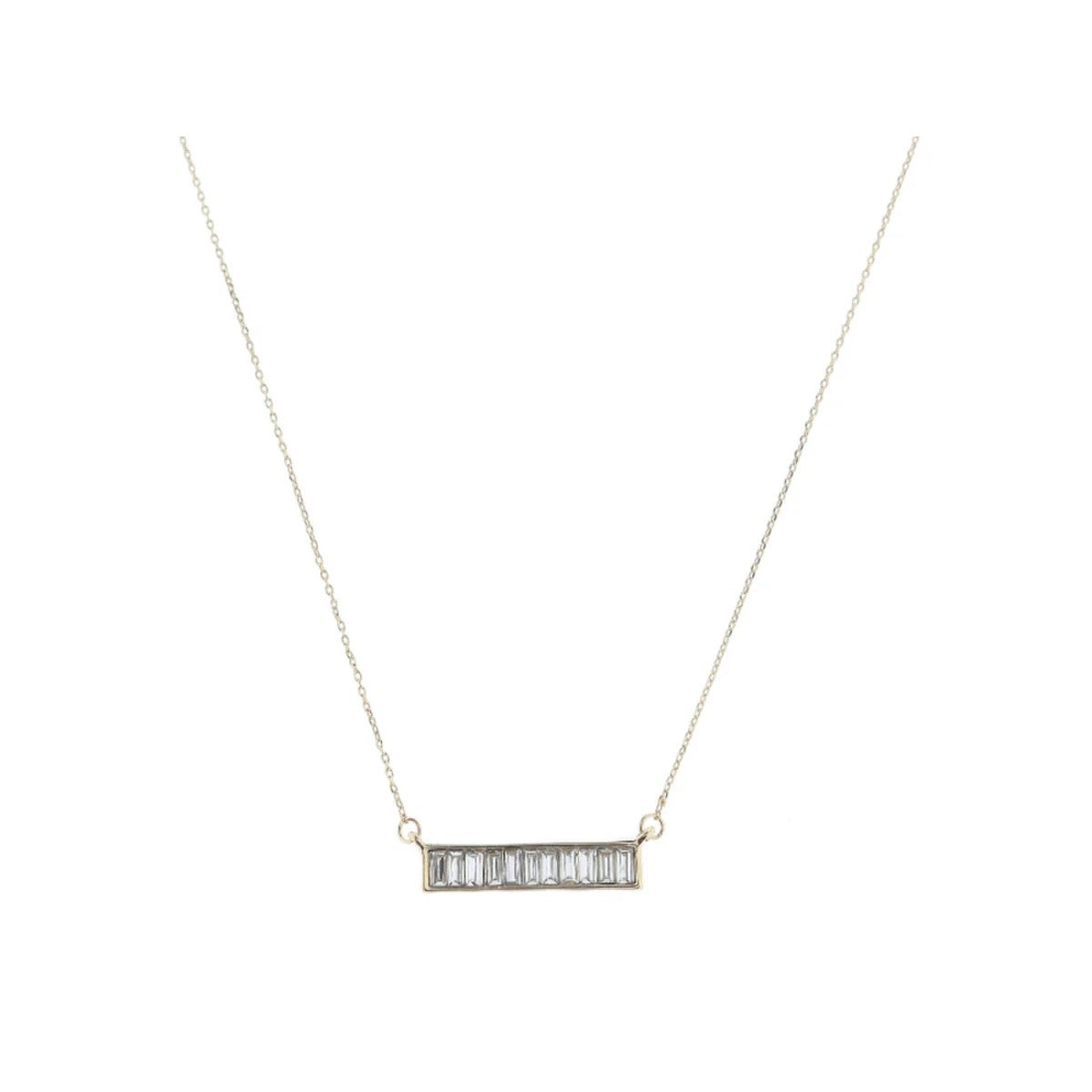 JM Baguette Crystals Bar Necklace
