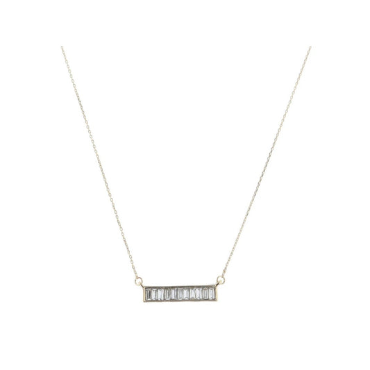 JM Baguette Crystals Bar Necklace