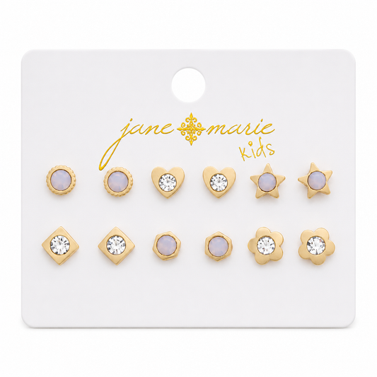 JM Kids 6 Stud Earring Set - Moonstone